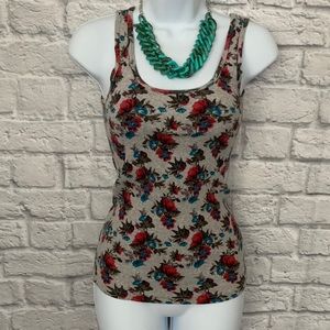 SZ S tank roses and teal